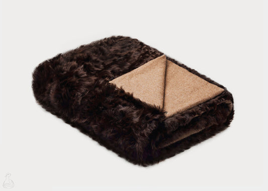 Baby Alpaca Fur Blanket | Luxury Baby Alpaca Fur Throw | Dark Chocolate Baby Alpaca Fur Throw Blanket
