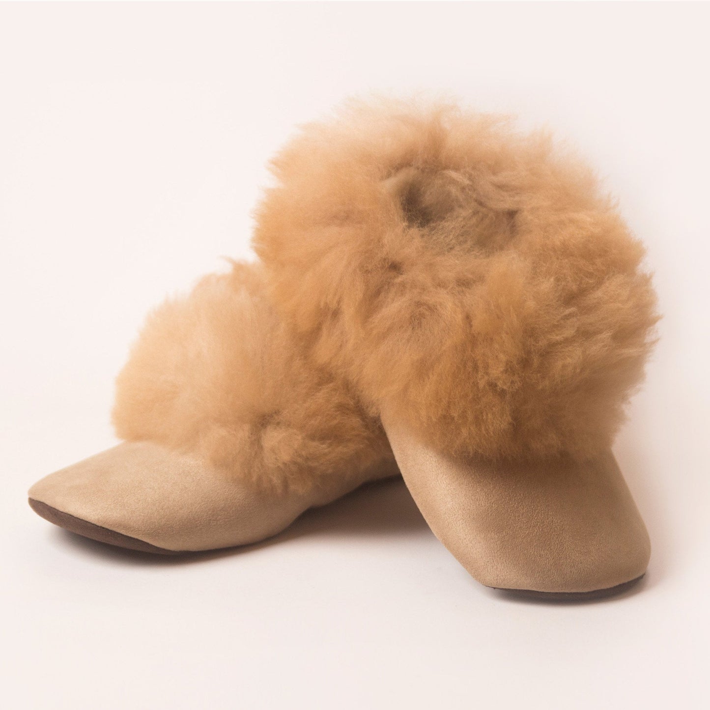 Alpaca Fur Slippers | Beige Slippers Alpaca Fur | Handmade Fur Slippers