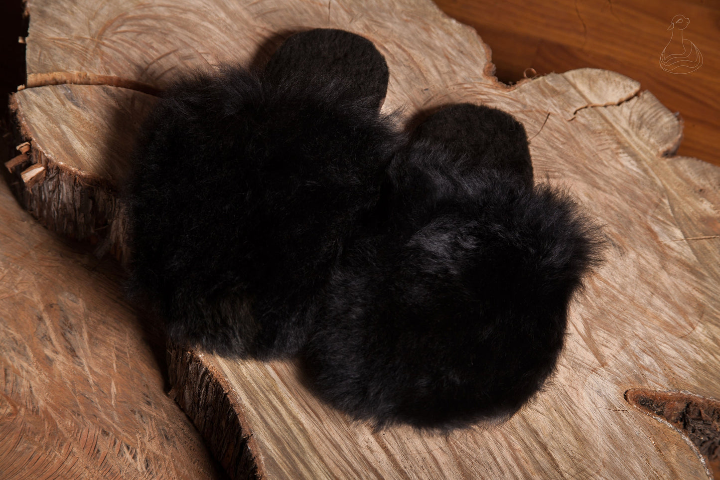 Baby Alpaca Fur Slippers | Black Slippers Alpaca Fur | Handmade Fur Slippers