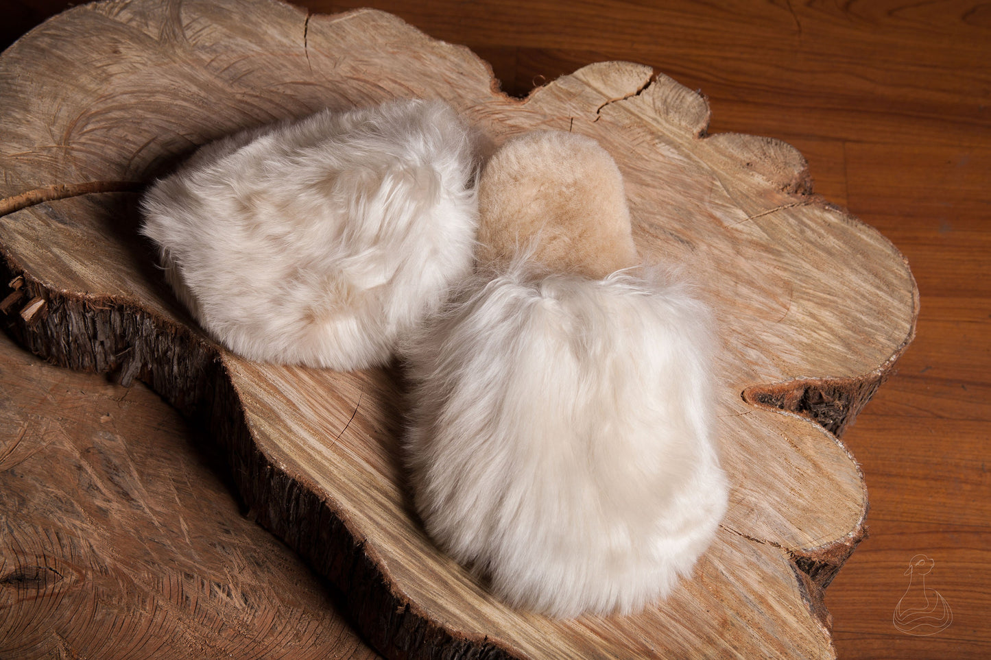Baby Alpaca Fur Slippers | Natural Beige Alpaca Fur Slippers  | Handmade Fur Slippers